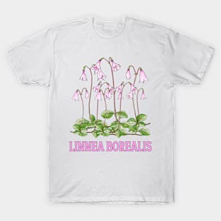 Nordic Wildflower Linnea  Borealis Twinflower Pretty Pink Flowers floral T-Shirt